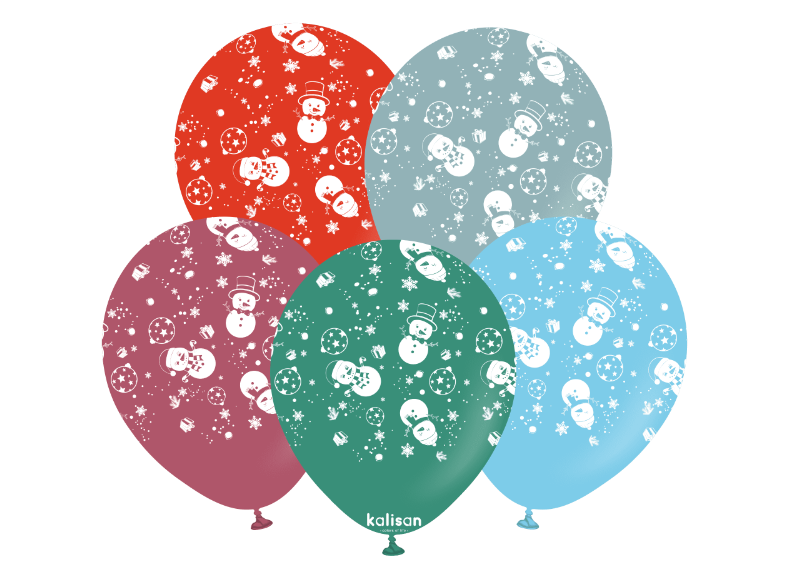 Yılbaşı Temalı Snowman Mix 12'' 25 adet balon