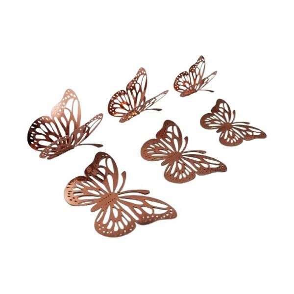 Dekoratif Kelebek 3 Boyutlu Rose Gold 12'li
