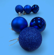 Yılbaşı Top Süs 4 Cm Simli Mat Parlak 6'lı  Saks Mavisi 7059