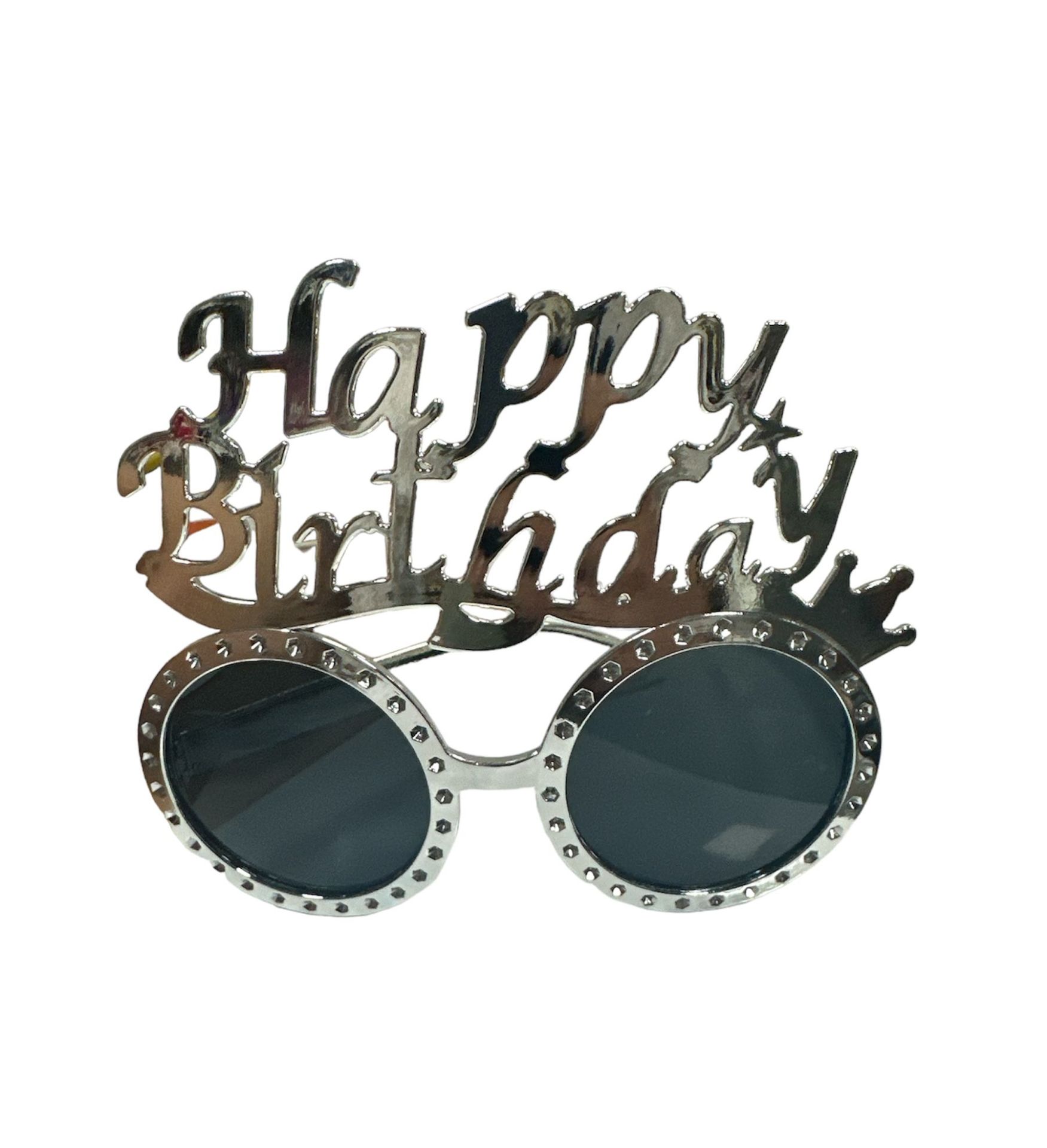 Gümüş Noktalı Happy Birthday Camlı Gözlük
