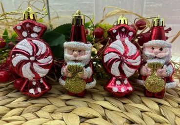 Yılbaşı Süs Asetat Kutulu Şeker Noel Baba  4'lü 5096