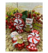 Yılbaşı Süs Asetat Kutulu Şeker Noel Baba  4'lü 5096