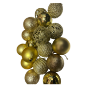 Yılbaşı Süs Asetat Kutulu Desenli Karışık 6 Cm Gold 20'li 7048