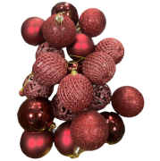 Yılbaşı Top Süs Asetat Kutulu Desenli Karışık 6 Cm Bordo 20'li 7048