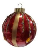 YIlbaşı Top Süs Lüks 8 Cm Kırmızı Boncuklu 1 Adet JY-12