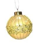 YIlbaşı Top Süs Lüks 8 Cm Gold Boncuk Şeritli 1 Adet JY-12