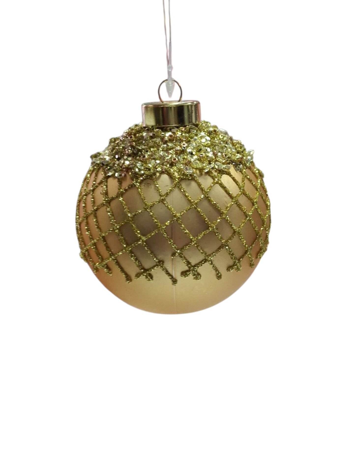 YIlbaşı Top Süs Lüks 8 Cm Top Gold Çapraz Desenli 1 Adet JY-12