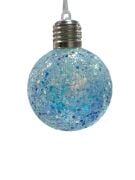 YIlbaşı Top Süs Lüks 8 Cm Mavi Simli Pullu Işıklı 1 Adet