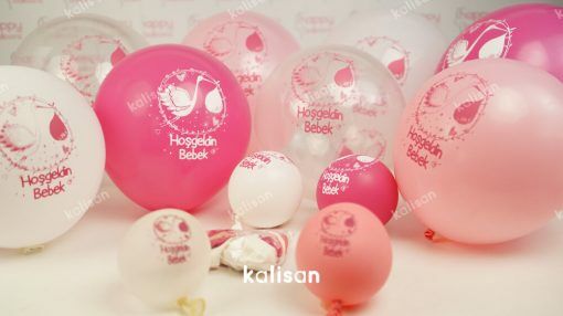 Kalisan 12'' Hoşgeldin Bebek Pembe Baskılı Balon 25'li
