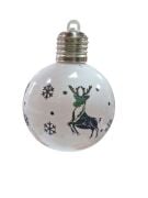 YIlbaşı Top Süs Lüks 8 Cm Beyaz Desenli Işıklı 1 Adet