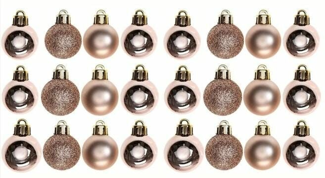 Yılbaşı Top Süs Asetat Kutulu 3 Cm Simli Mat Parlak Rose Gold 24'lü 7153