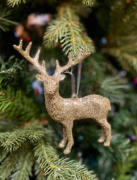 Yılbaşı Dekor Süs Simli Gold Geyik JY-26