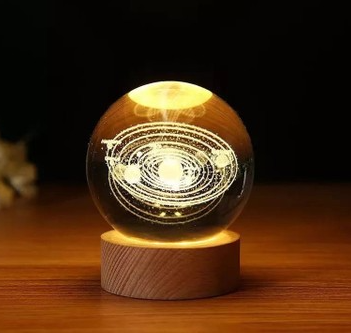 Ahşap Standlı Usbli Samanyolu Gezegenler Cam Kar Küresi 12277-2