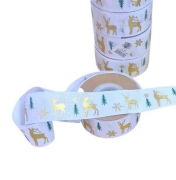 KURDELE SATEN YILBAŞI GEYİK MOTİFLİ BEYAZ 4CM*18M