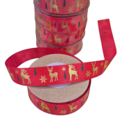 KURDELE SATEN YILBAŞI GEYİK MOTİFLİ KIRM. 2,5CM*18