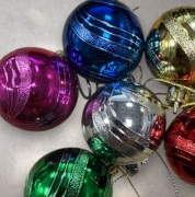 Yılbaşı Top Süs 4 Cm Renkli Dalgalı 6'lı 4761