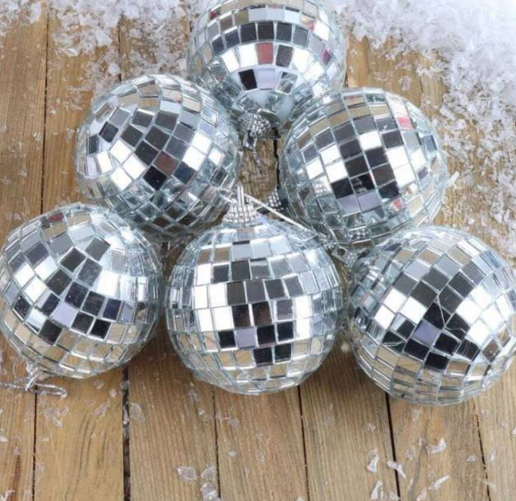 Yılbaşı Top Süs Disko Topu Gümüş 6 Cm 6'lı 7041