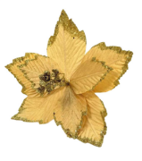 Noel Dekarasyon Yılbaşı Çiçeği Gold Simli 8 Yaprak 25 Cm