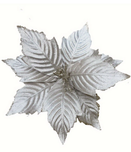 Noel Dekarasyon Yılbaşı Çiçeği Gümüş Simli 35 Cm