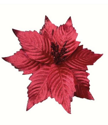 Noel Dekarasyon Yılbaşı Çiçeği Kırmızı Simli 30 Cm