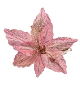 Noel Dekarasyon Yılbaşı Çiçeği Pembe Simli 35 Cm