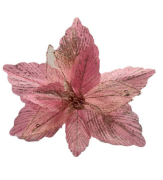 Noel Dekarasyon Yılbaşı Çiçeği Pembe Simli 35 Cm