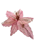 Noel Dekarasyon Yılbaşı Çiçeği Pembe Simli 35 Cm