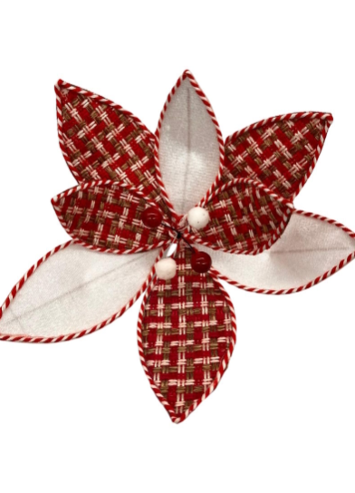 Noel Dekarasyon Yılbaşı Çiçeği Kırmızı Ekoseli 30 Cm