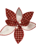 Noel Dekarasyon Yılbaşı Çiçeği Kırmızı Ekoseli 30 Cm