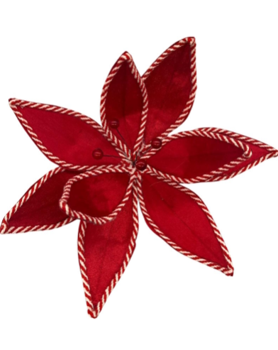 Noel Dekarasyon Yılbaşı Çiçeği Kadife Kırmızı 35 Cm