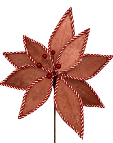 Noel Dekarasyon Yılbaşı Çiçeği Kadife Rose 35 Cm