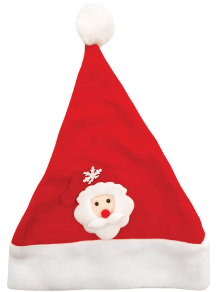 Yılbaşı Şapkası Kadife Kabartmalı Noel Baba Figürlü Lüks 3517