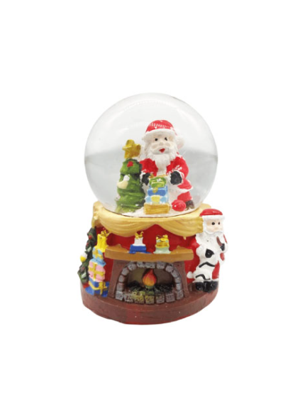 Yılbaşı Kar Küresi Şömine Model Lüks Işıklı 7 Cm Hediye Paketli