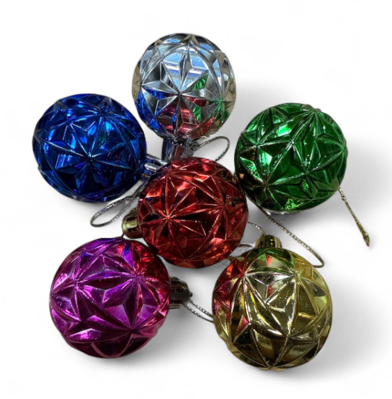 Yılbaşı Top Süs 4 Cm Renkli Kutup Yıldız Baskılı  4808