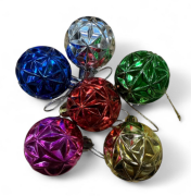 Yılbaşı Top Süs 4 Cm Renkli Kutup Yıldız Baskılı  4808
