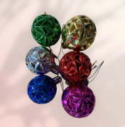 Yılbaşı Top Süs 4 Cm Renkli Kutup Yıldız Baskılı  4808