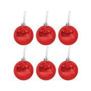 Yılbaşı Top Süs 4 Cm Kırmızı Parlak Top 6'lı  2239-1