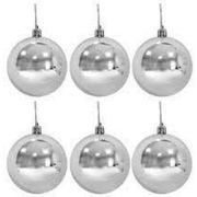 Yılbaşı Top Süs 4 Cm Gümüş Parlak  6'lı 2239-3
