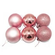 Yılbaşı Top Süs 4 Cm Rose Gold Simli Mat Parlak 6'Lı 2260-3