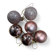 Yılbaşı Top Süs 4 Cm Rose Gold Simli Mat Parlak 6'Lı 2260-3