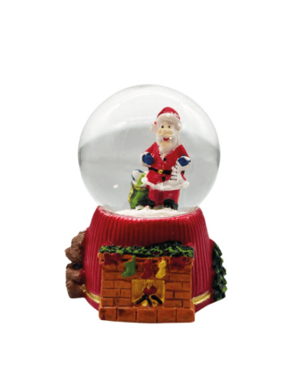Yılbaşı Kar Küresi Ayıcıklı Şömine Model Işıklı 7 Cm Noel Baba Model