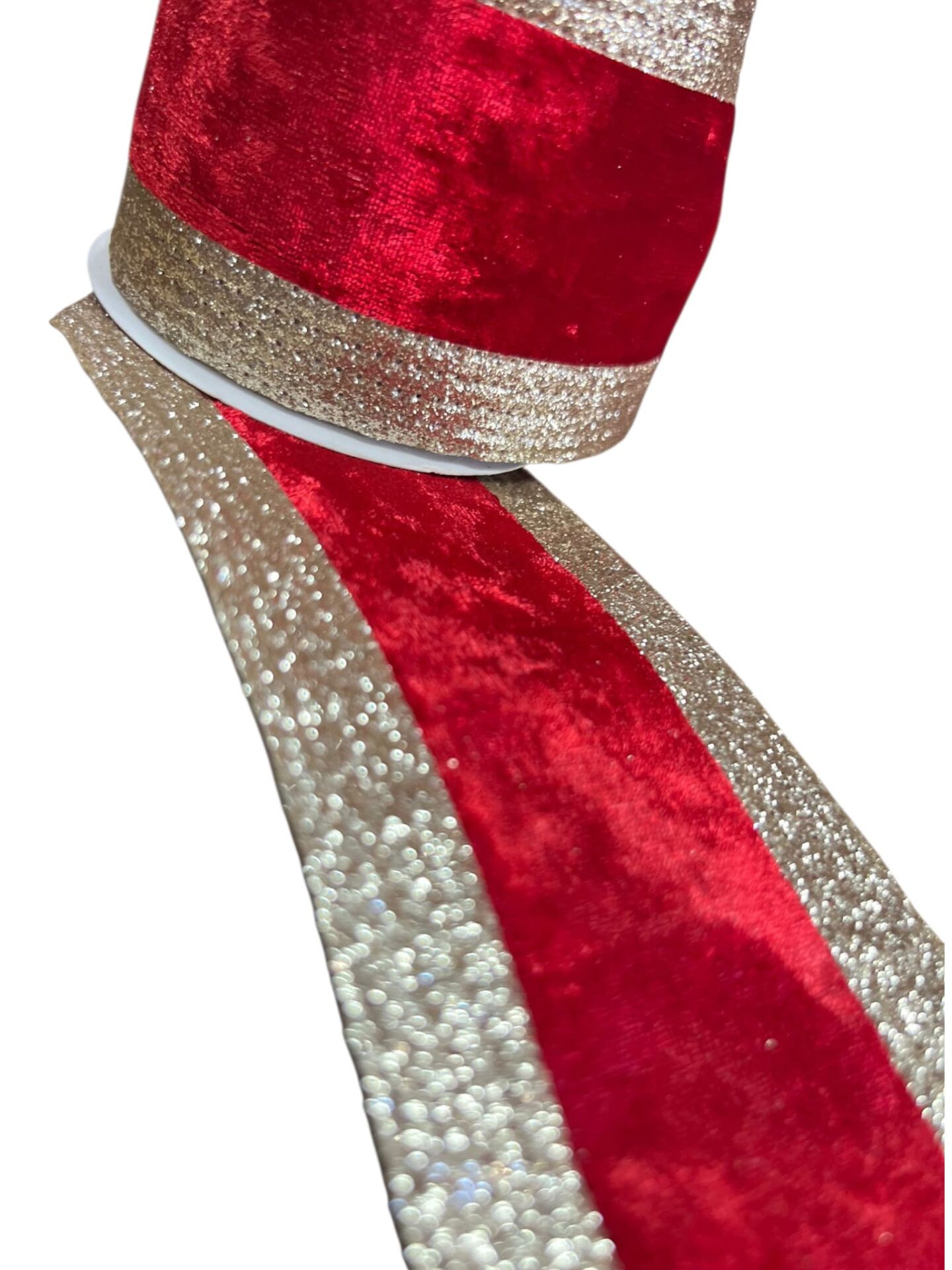 Yılbaşı Kadife Kırmızı Kurdele Gold Şeritli 6,3*3 mt