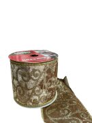 Yılbaşı Kadife Şampanya Desenli Kurdele 6,3*3 mt