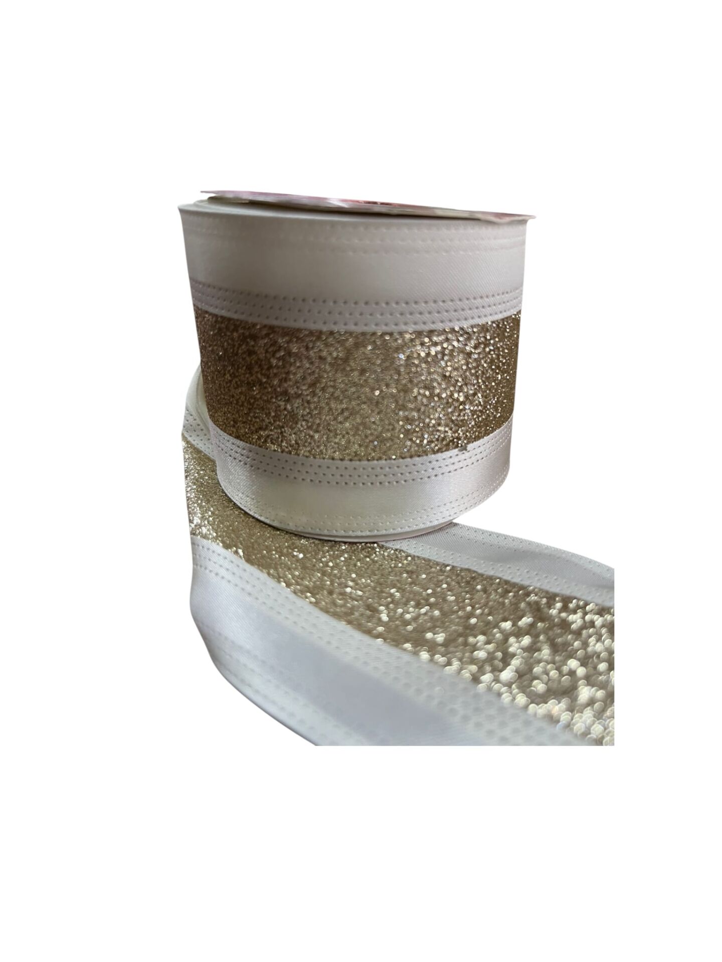 Yılbaşı Kadife Şampanya Krem Şeritli Kurdele 6,3*3 mt