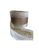 Yılbaşı Kadife Şampanya Krem Şeritli Kurdele 6,3*3 mt