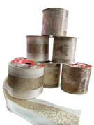 Yılbaşı Kadife Şampanya Krem Şeritli Kurdele 6,3*3 mt