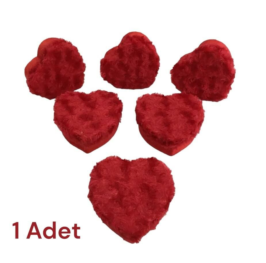 Kırmızı Peluş Kalp Kutu 1 adet 10642