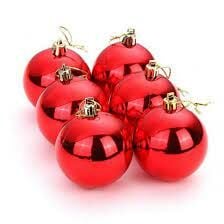 Yılbaşı Top Süs 6 Cm Kırmızı Parlak 6'lı 4600