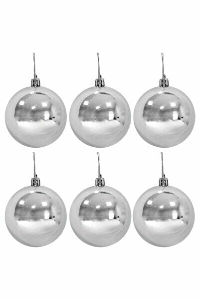 Yılbaşı Top Süs 6 Cm Gümüş Parlak 6'lı 4716