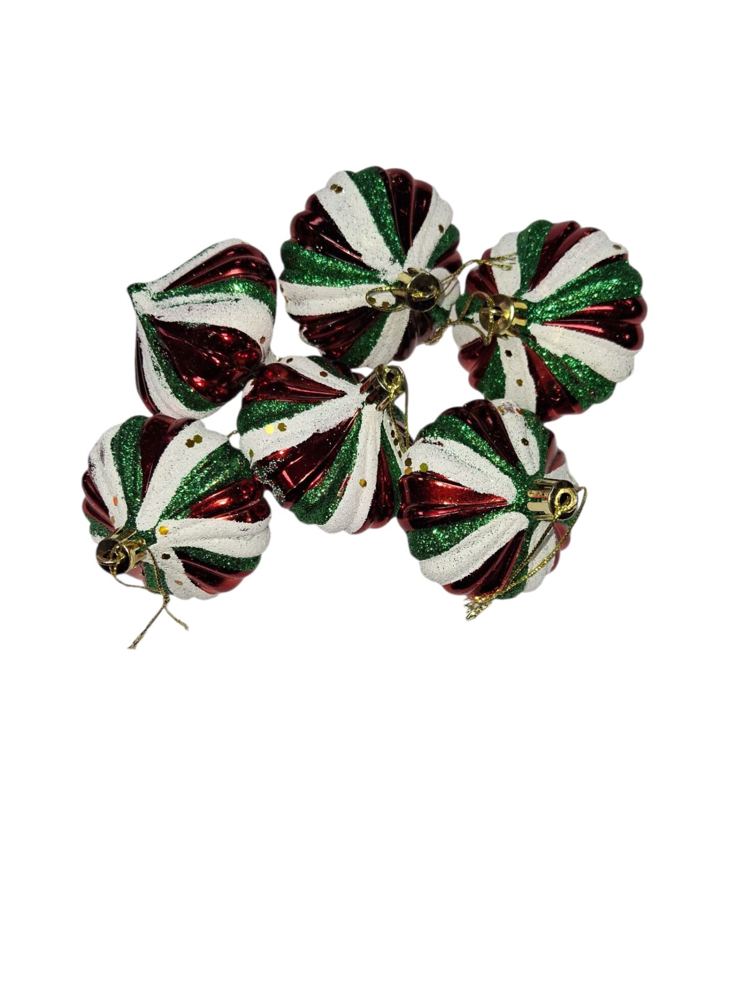 Yılbaşı Süs Kırmızı Yeşil Beyaz Topaç 6'lı 250736